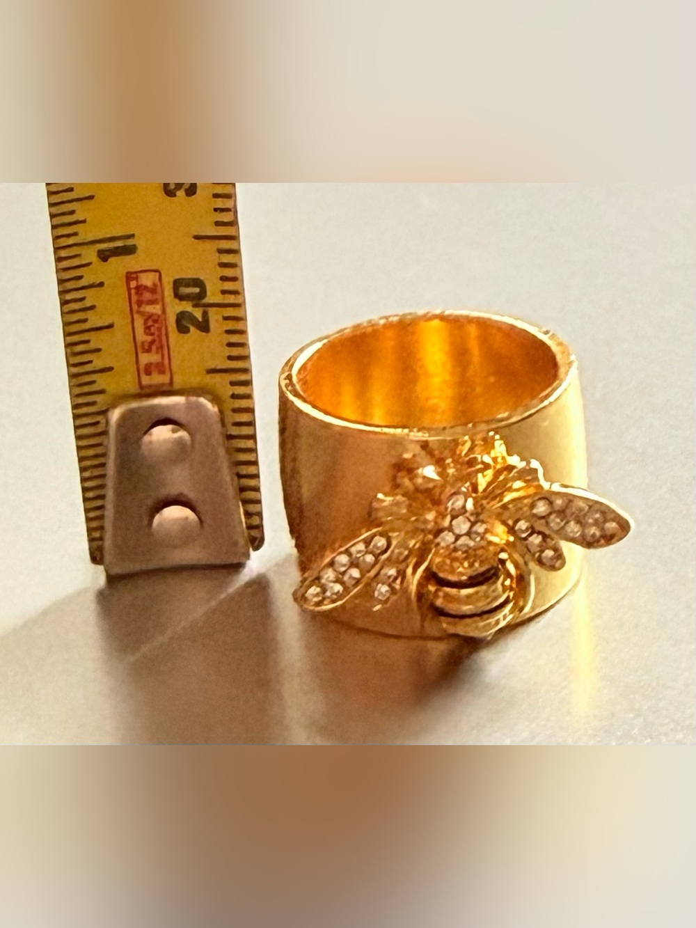 🐝 Gold Tone Bee Statement Ring with Rhinestone Accents - Picture 10 of 11